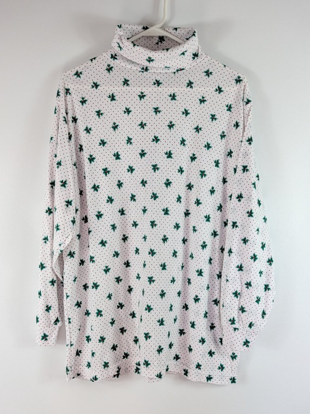 Lauren Brooke Holly Leaf Turtleneck Pullover Holiday Top Womens 22W VTG 90s
